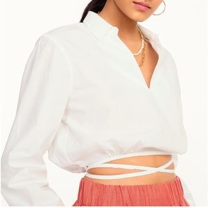 JCREW WRAP COTTON POPOVER TOP SZ MEDIUM